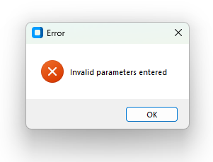 Fig. 136: Error - Invalid Parameters
